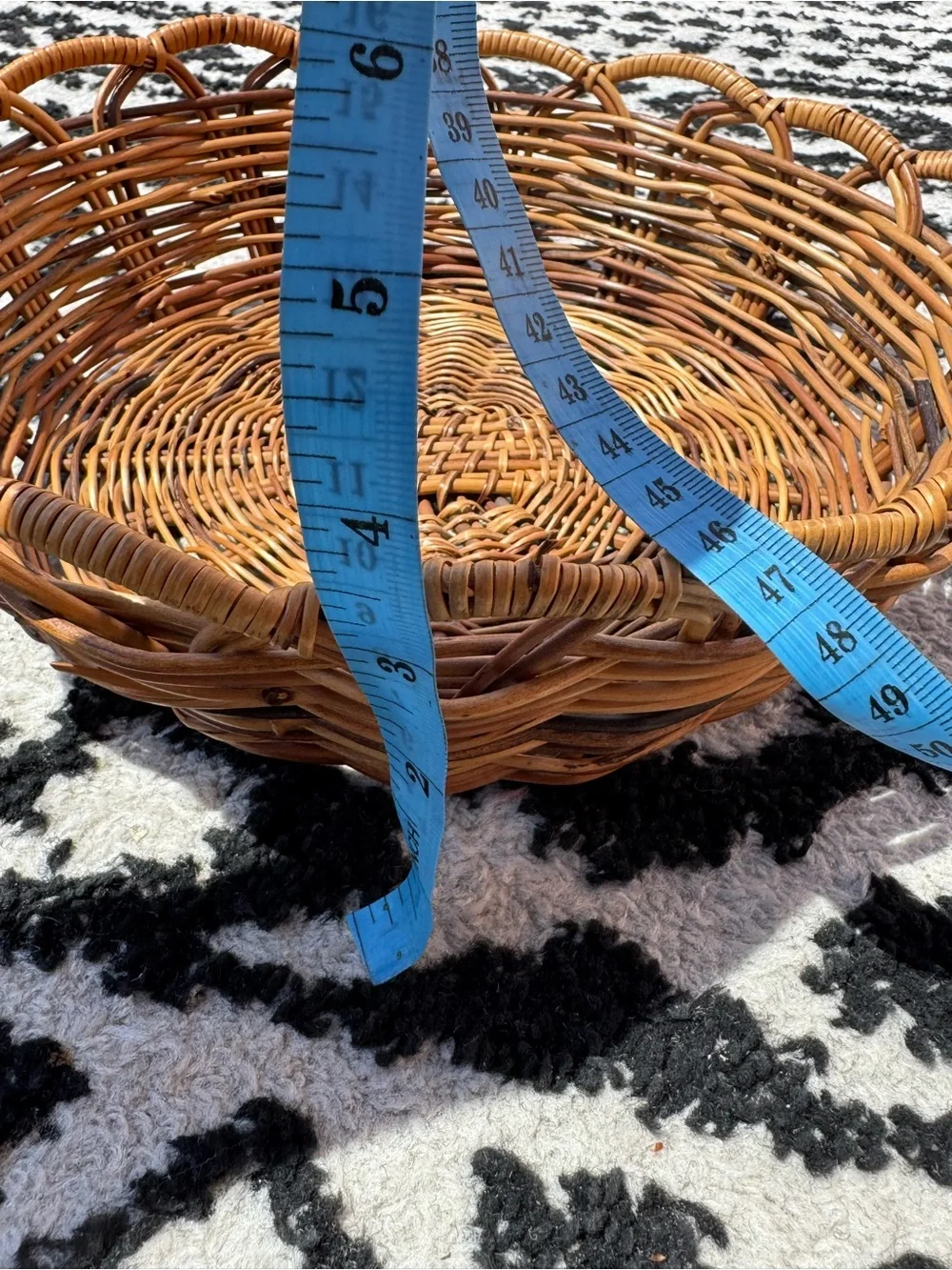 Woven Rattan Round Basket - Natural Brown
